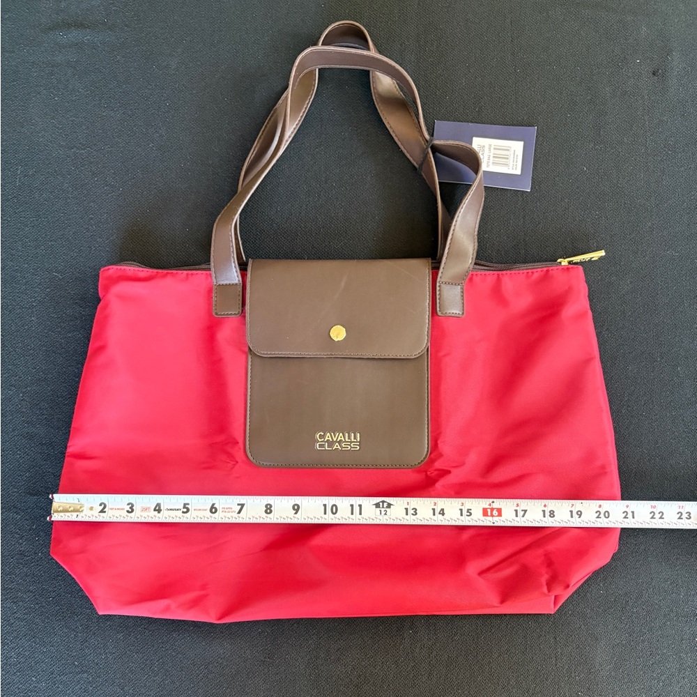 Cavalli  Class Nylon Large Tote- red